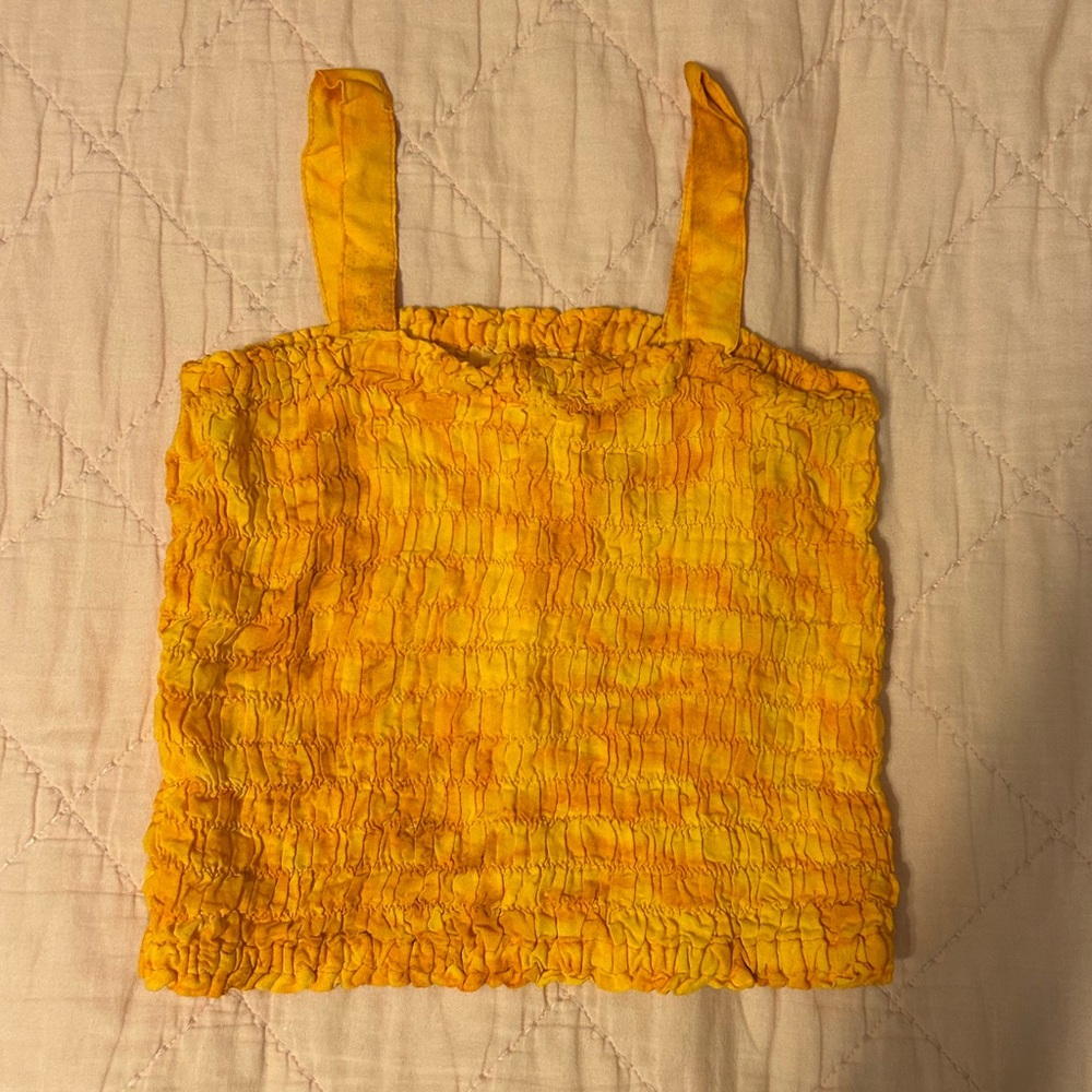 Yellow/Orange Smocked Tank Top